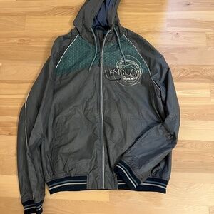 Desigual Colour Me Full Zip Jacket w/ Hood Men’s XLARGE Gray Green